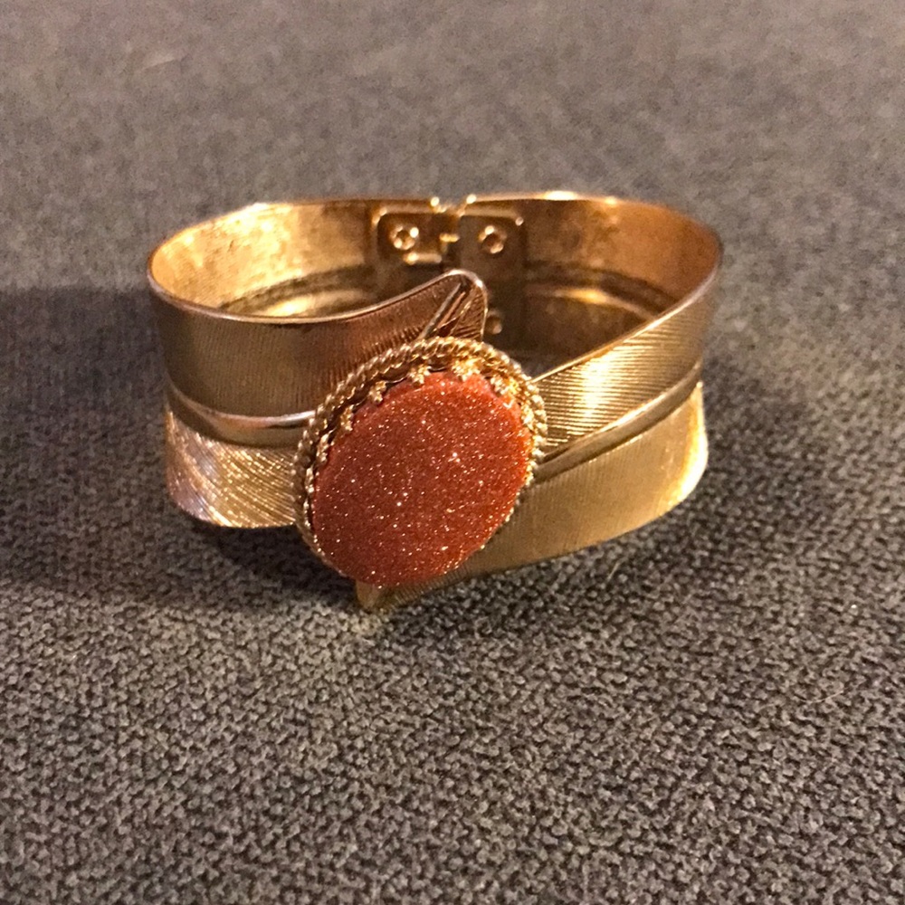 Vintage Druzy Quartz Cuffed Bracelet